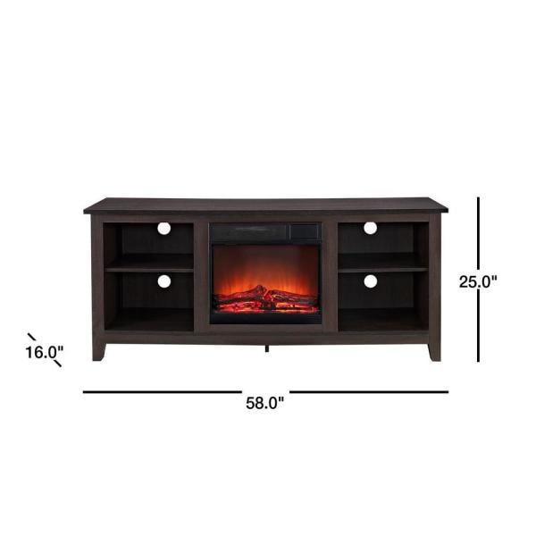 58 in. Rustic Farmhouse Fireplace TV Stand - Espresso