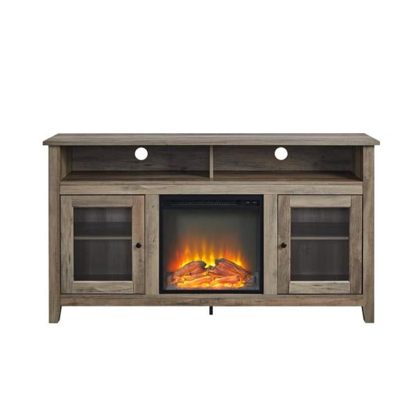 Modern Farmhouse Tall Electric Fireplace TV Stand for TV's Up to 64 in. in Grey Wash