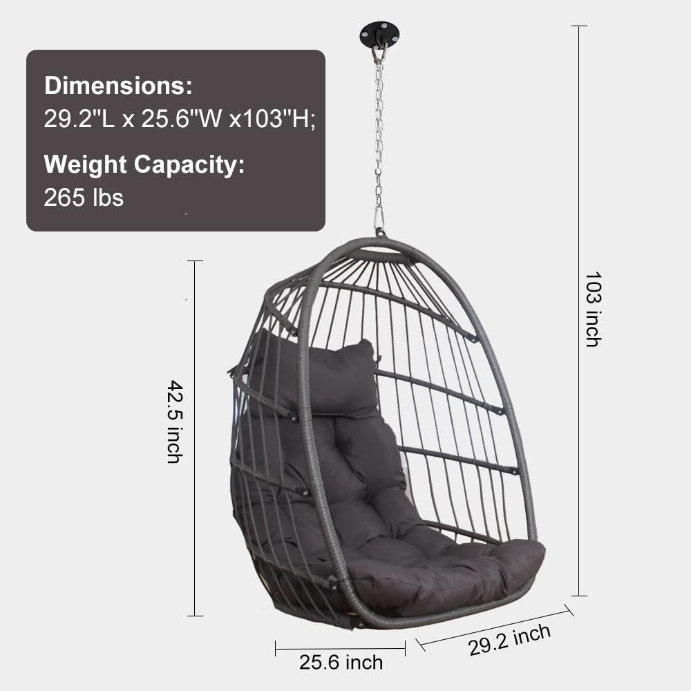 RADIATA Double Egg Chair with Stand Luxury Outdoor Patio Wicker Loveseat Hanging Swing Egg Chairs with Resistant Cushions Metal Frame 500 lbs Capaticy for 2 Persons Patio Backyard Balcony