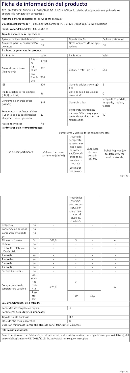 Samsung RS6HA8891B1/EG Side by Side premium noir