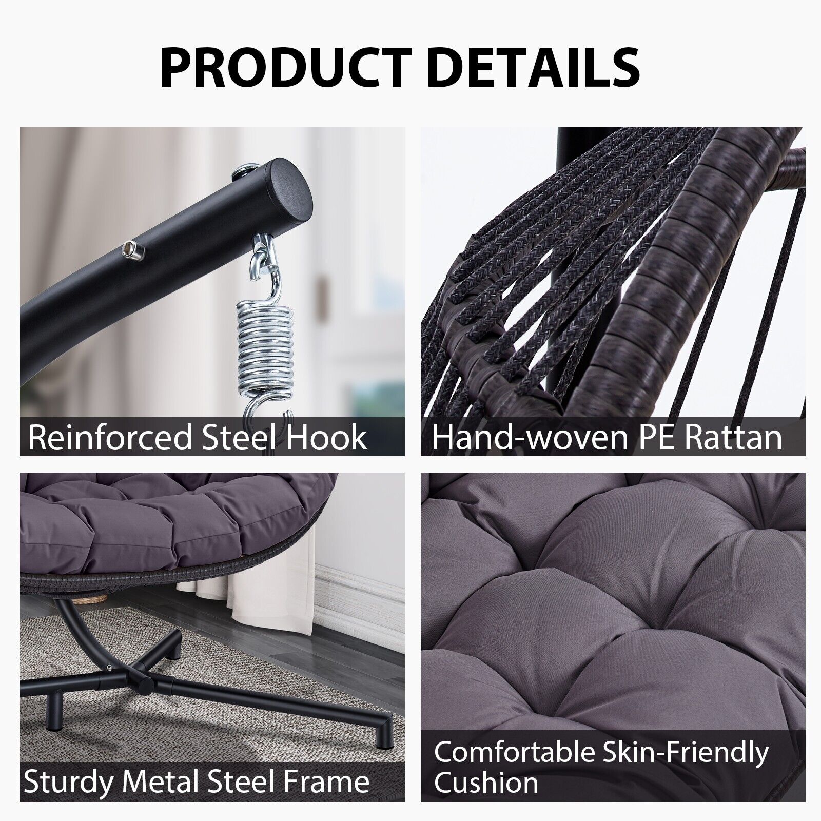 Chaise balançoire avec support,