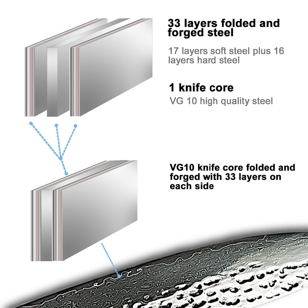 8 Inch Chef Knife High Quality Damascus VG10 Blade Professional Japanese Kitchen Knife Cleaver Kiritsuke with Knife Cover