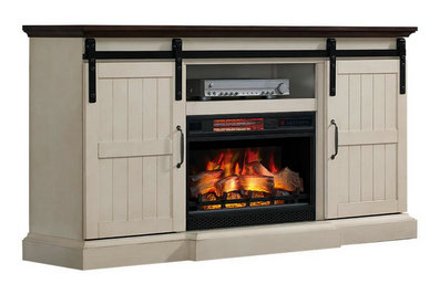 Hogan Electric Fireplace TV Stand in Weathered White - 26MM90273-W476