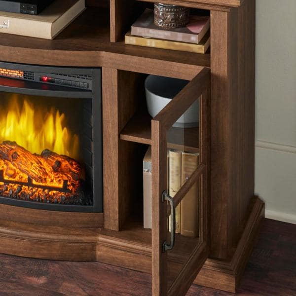 Barden 59 in. Freestanding Electric Fireplace TV Stand in Antique Coffee