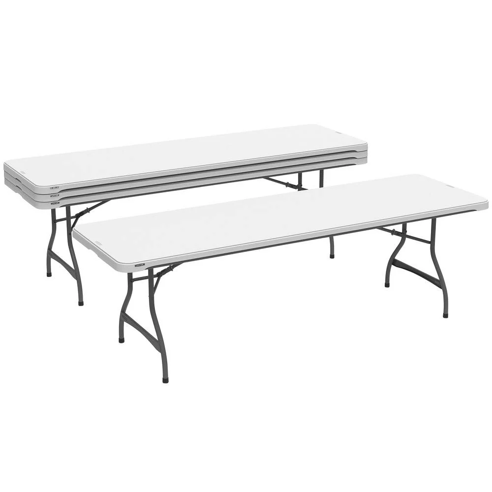 Lot de 4 tables pliantes commerciales empilables de 8 pieds - Blanc (80344)