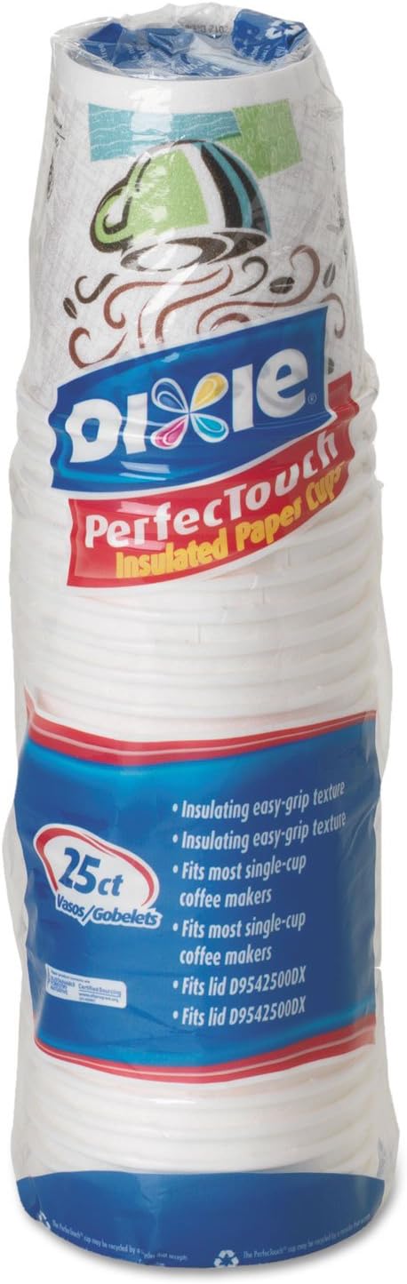 Dixie PerfecTouch 12 Oz Insulated Paper Hot Coffee Cup by GP PRO (Georgia-Pacific); Coffee Haze; 5342DX; 500 Count (25 Cups Per Sleeve; 20 Sleeves Per Case)