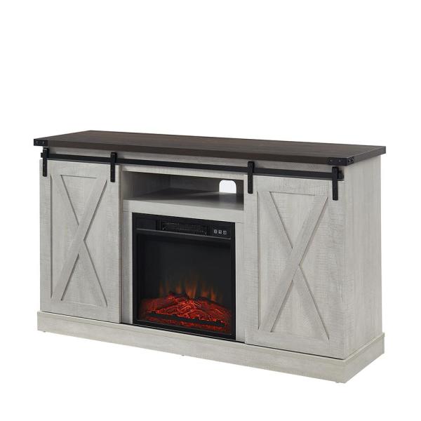 Nadine 15.43 in. W Electric Fireplace TV Stand in Off-White