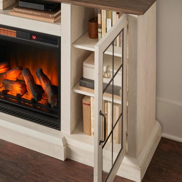Vinegate 68 in. Freestanding Media Console Electric Fireplace in White