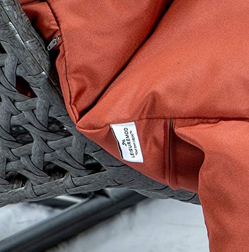 LeisureMod 2 Person Hanging Double Swing Chair, X-Large Wicker Rattan Egg Chair with Stand and Cushion for Indoor Outdoor Patio Garden (Light Green)