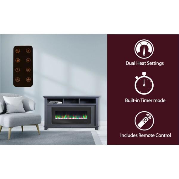 San Jose 58 in. Electric Fireplace in Slate Blue