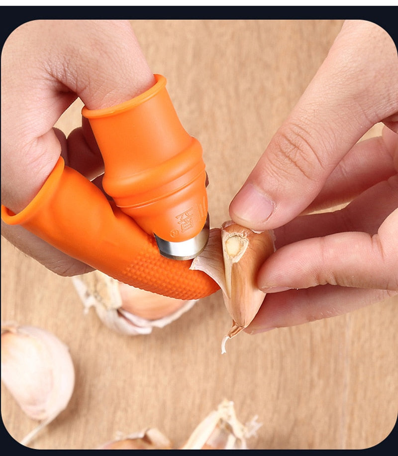 1 Set Silicone Finger Protector with Blade for Fruits Vegetable Thumb Knife Finger Guard Kitchen Gadgets Kitchen Accessories