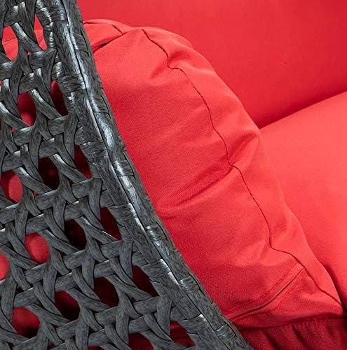 LeisureMod 2 Person Hanging Double Swing Chair, X-Large Wicker Rattan Egg Chair with Stand and Cushion for Indoor Outdoor Patio Garden (Light Green)