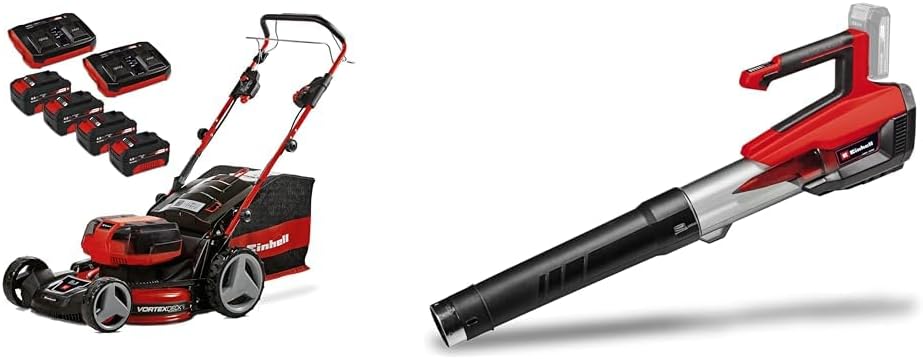 Einhell Professional Tondeuse à gazon sans fil GP-CM 36/47 S HW Li Power X-Change (36V, 47 cm largeur de coupe, autotractée, moteur sans charbon) Livré avec 4 Batteries 4,0Ah et 2 Chargeurs Doubles