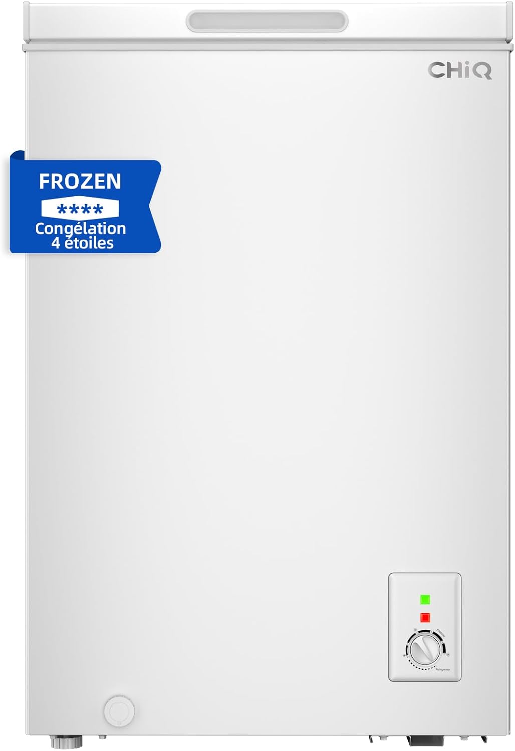 Congélateur coffre CHiQ 142L, 63,5 x 55,6 x 83,5cm, Congélateur Inverter, Affichage de la température extérieure, Mode de congélation rapide -32℃, Grille métallique,Faible bruit