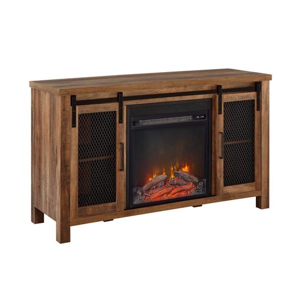48 in. Rustic Oak Composite TV Stand 52 in. with Electric Fireplace