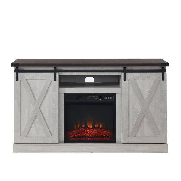 Nadine 15.43 in. W Electric Fireplace TV Stand in Off-White