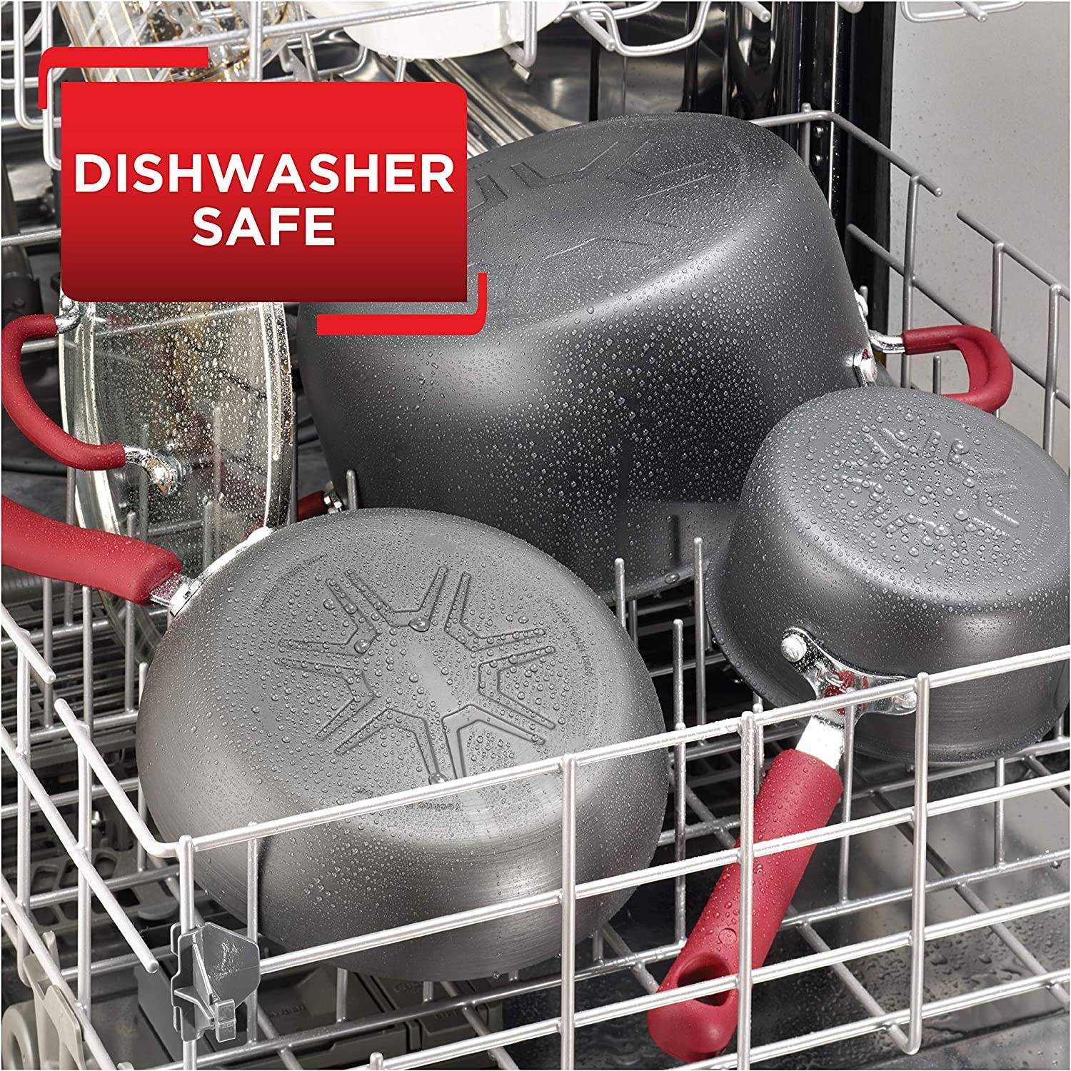 Ultimate Hard Anodized Nonstick Cookware Set 12 Piece Pots and Pans, Dishwasher Safe Red