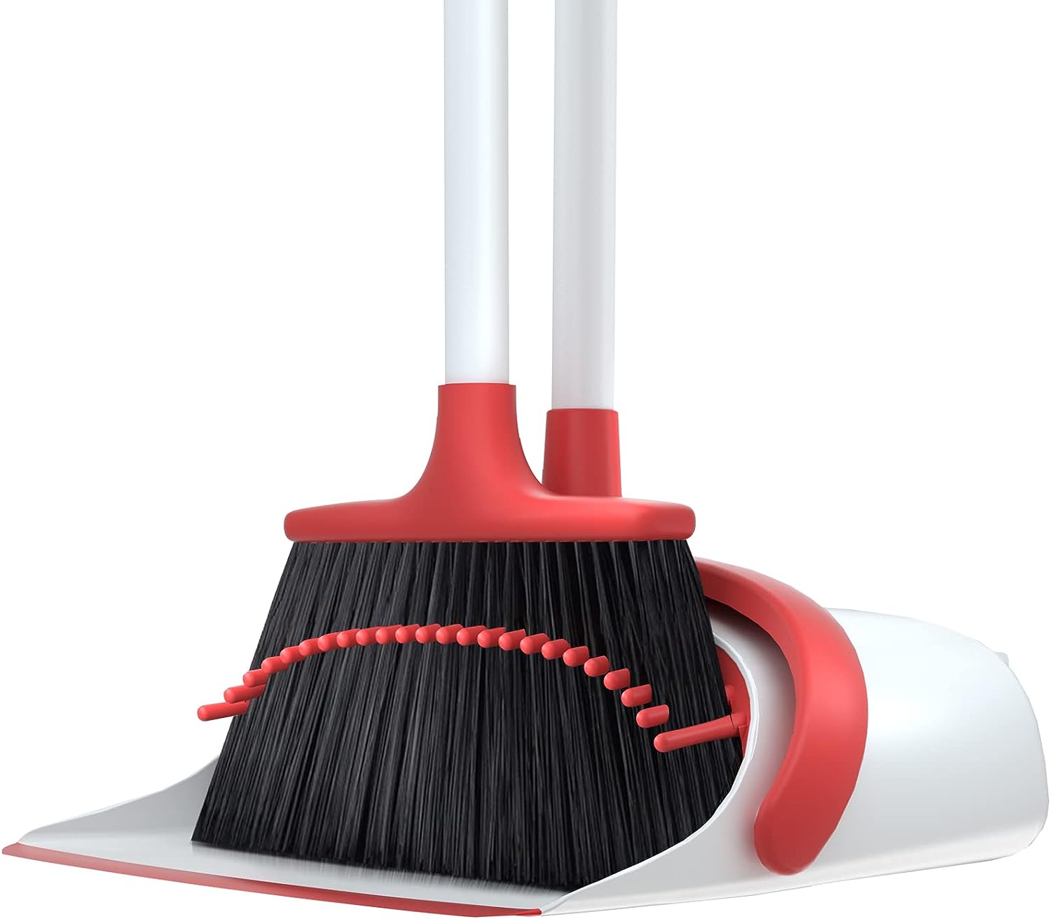 Broom with Dustpan Combo Set, Upgrade Broom and Dustpan Set for Home, 52'' Long Handle Broom and Dustpan Set, Standing Dustpan and Broom for Kitchen Office Lobby Floor