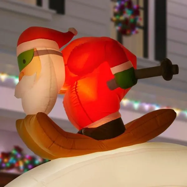 Christmas-inflatable santa ski scene