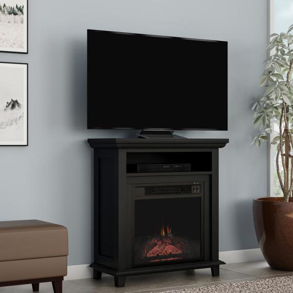32 in. Freestanding Electric Fireplace TV Stand in Black