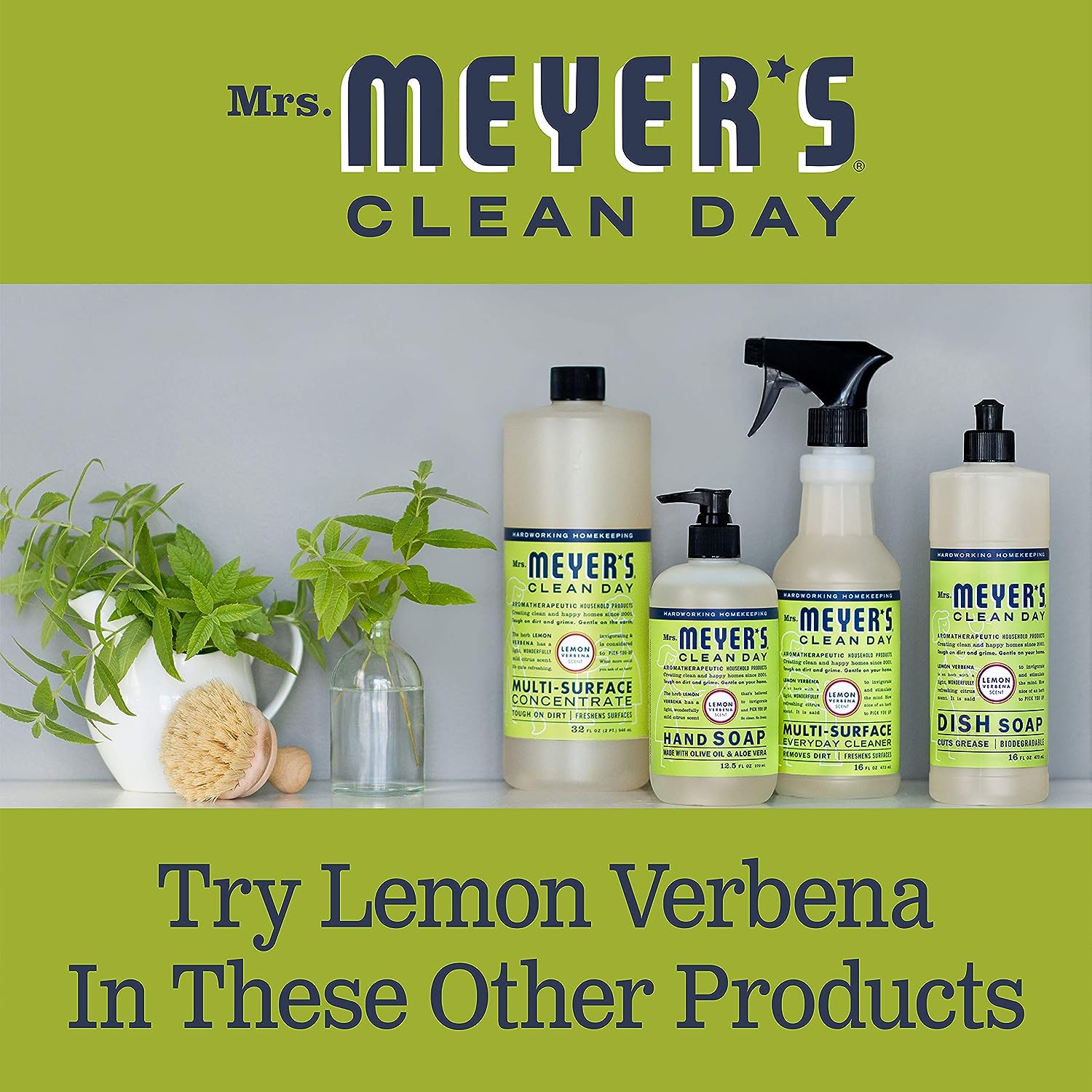 Mrs. Meyer's Liquid Dish Soap, Biodegradable Formula, Lemon Verbena, 16 Fl. Oz - Pack Of 3