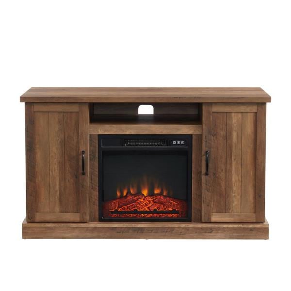 48 in. Freestanding Wooden Electric Fireplace TV Stand in Rustic Oak