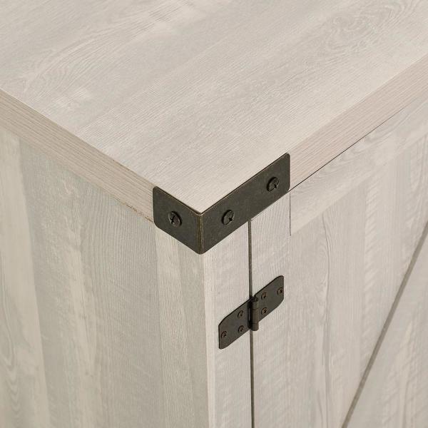 58 in. Stone Grey Wood and Metal Barn Door TV Stand Fits TVs up to 65 in. with Electric Fireplace