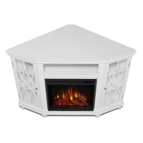 Lynette 56 in. Corner Electric Fireplace in White