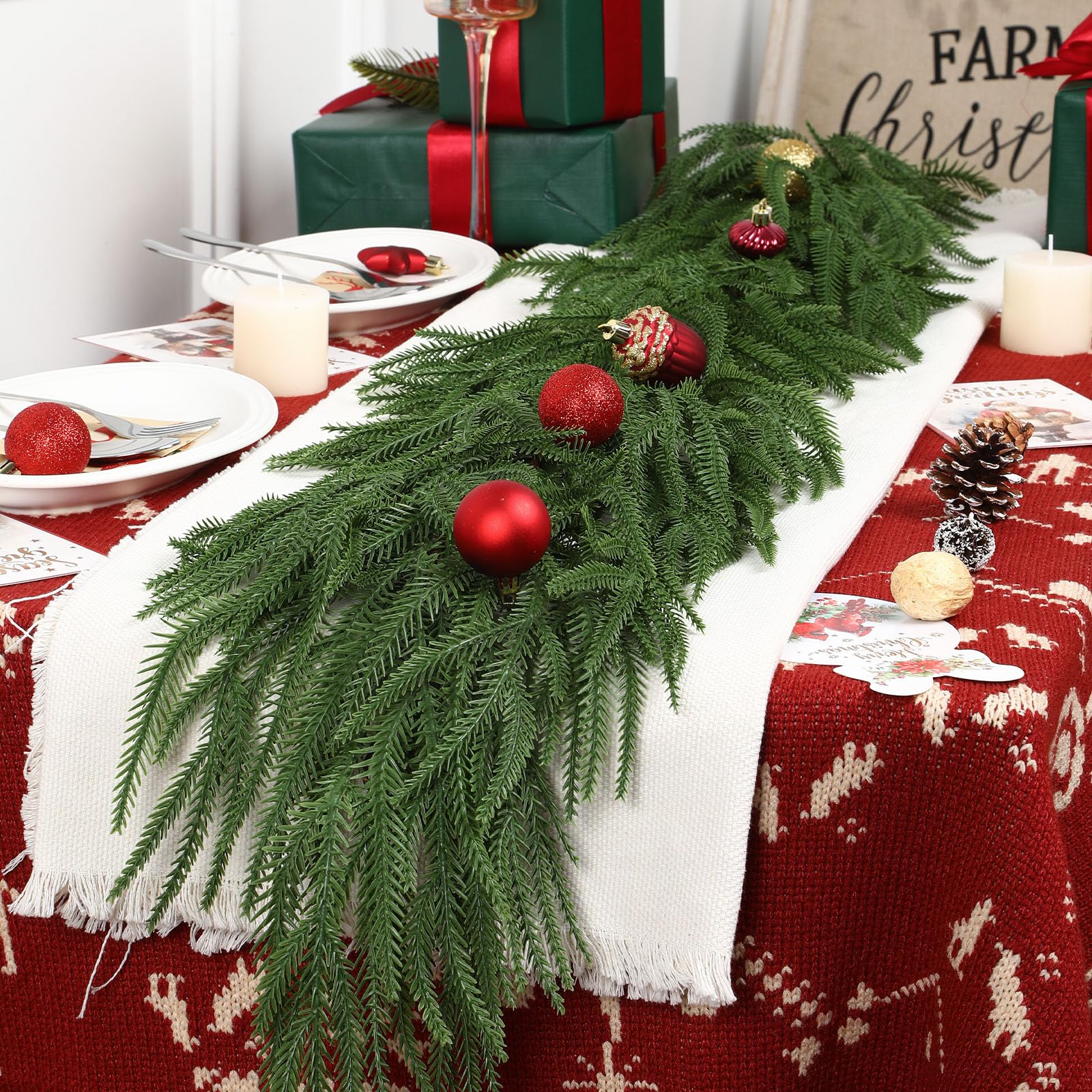 9FT Realistic Christmas Garland，PE Artificial Christmas Garland