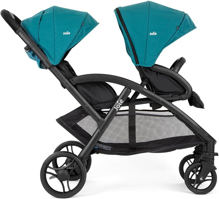 Joie - Evalite™ Duo - Poussette Double Légère - Siège Arrière Inclinable À Plat - Compatible Sièges Auto Et Nacelles - Suspension 4 Roues - Harnais 5 Points SoftTouch - Dès la naissance