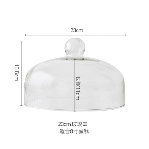 Wood Cake Stand with Glass Dome Revolving Cake Decorating Stand Dessert Display