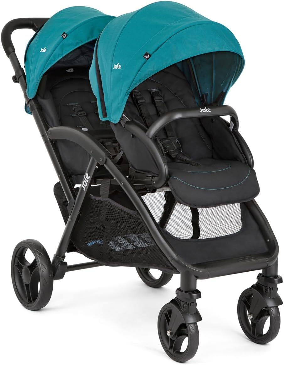 Joie - Evalite™ Duo - Poussette Double Légère - Siège Arrière Inclinable À Plat - Compatible Sièges Auto Et Nacelles - Suspension 4 Roues - Harnais 5 Points SoftTouch - Dès la naissance