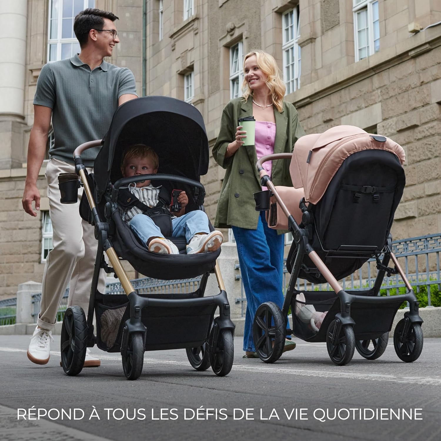 Kinderkraft MOOV2 Poussette 3 en 1, Système de voyage de la naissance à 27 kg, Siège auto Mink PRO I-Size inclus, Capote extensible avec filtre UPF50+, Accessoires pratiques, Gris