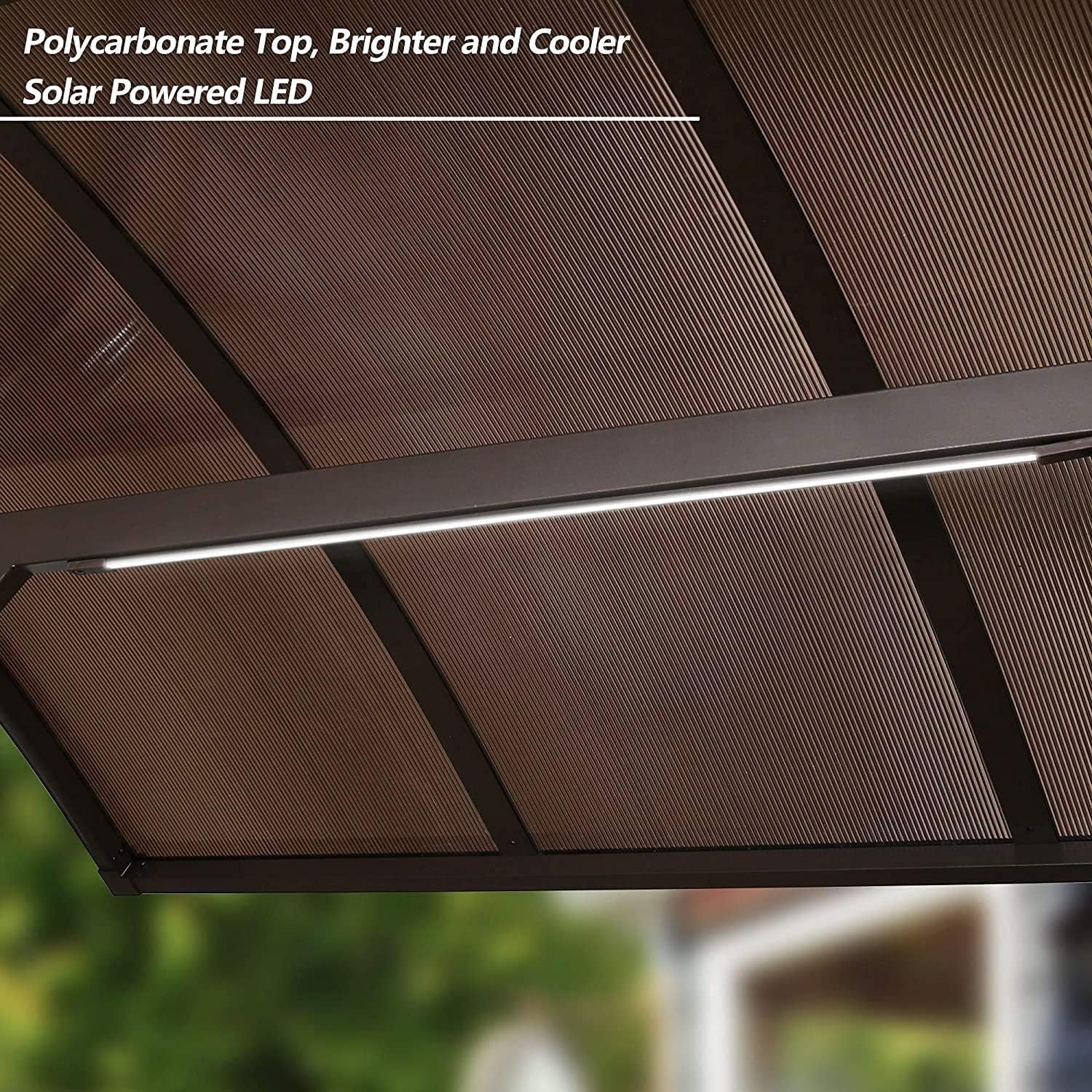 Ulax Furniture 3-Seat Outdoor Patio Swing Chair, Porch Swing Glider Chair with Convertible Canopy, Solar LED Light and Sunbrella Pillows for Poolside, Garden, Balcony, Backyard