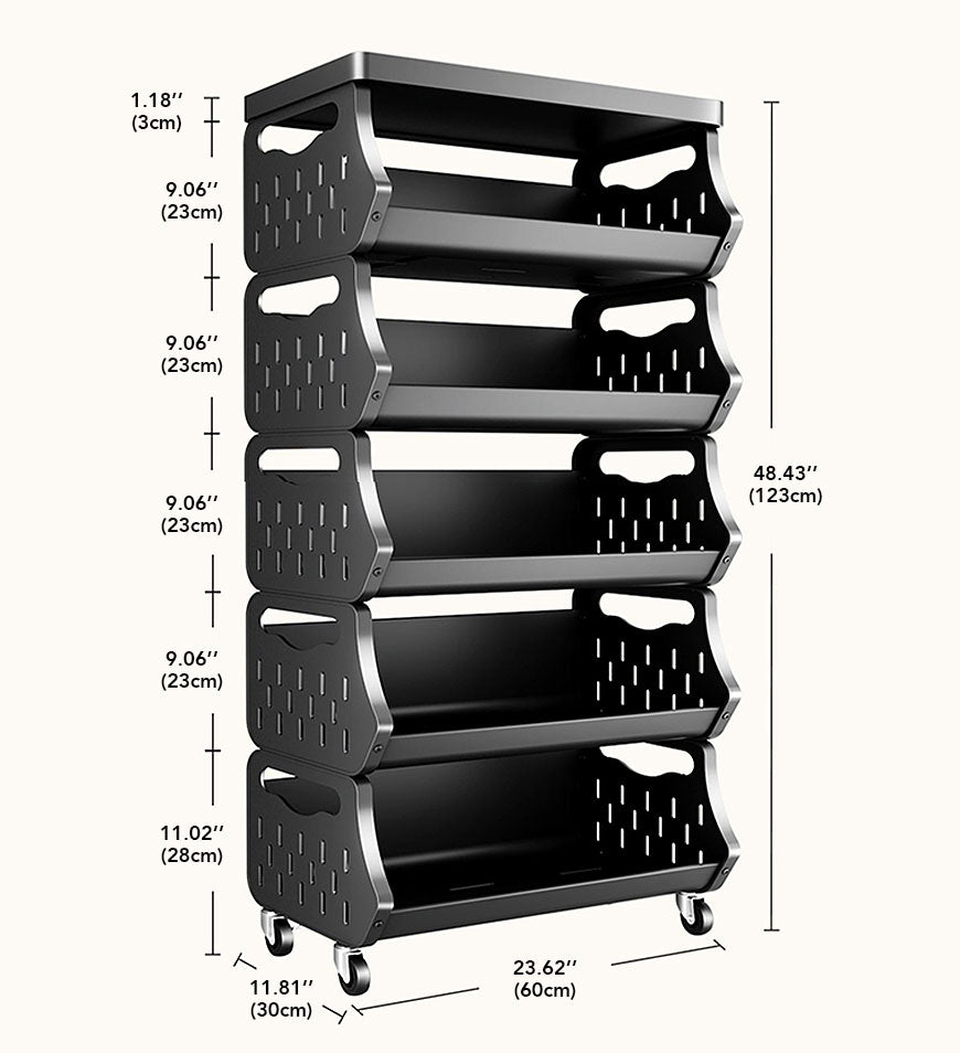 5 Tier Metal Stackable Storage Cart with Wheels