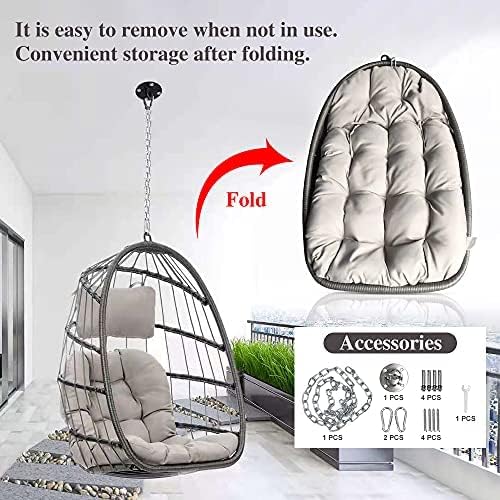RADIATA Double Egg Chair with Stand Luxury Outdoor Patio Wicker Loveseat Hanging Swing Egg Chairs with Resistant Cushions Metal Frame 500 lbs Capaticy for 2 Persons Patio Backyard Balcony