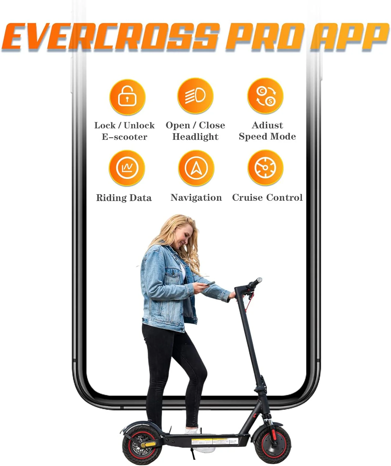 [EU Direct] EVERCROSS EV10K Pro Trottinette électrique Batterie 36V 11.4AH Moteurs 500W Pneus Pleins 10 pouces Autonomie maximale de 30-40KM Charge maximale de 150KG Trottinette pliable