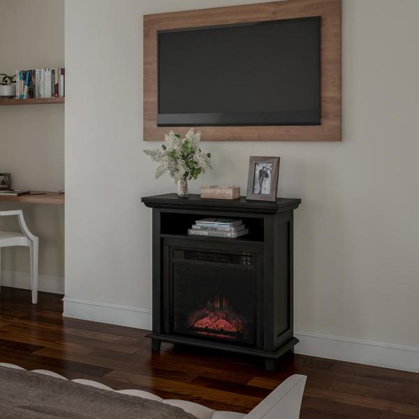32 in. Freestanding Electric Fireplace TV Stand in Black