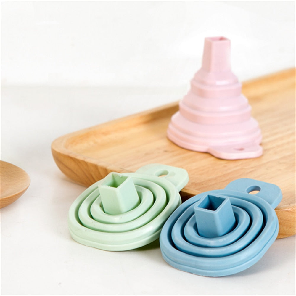 Kitchen Silicone Collapsible Funnels Folding Funnel Set Foldable Funnel for Filling Bottles, Liquid, Powder Transfer