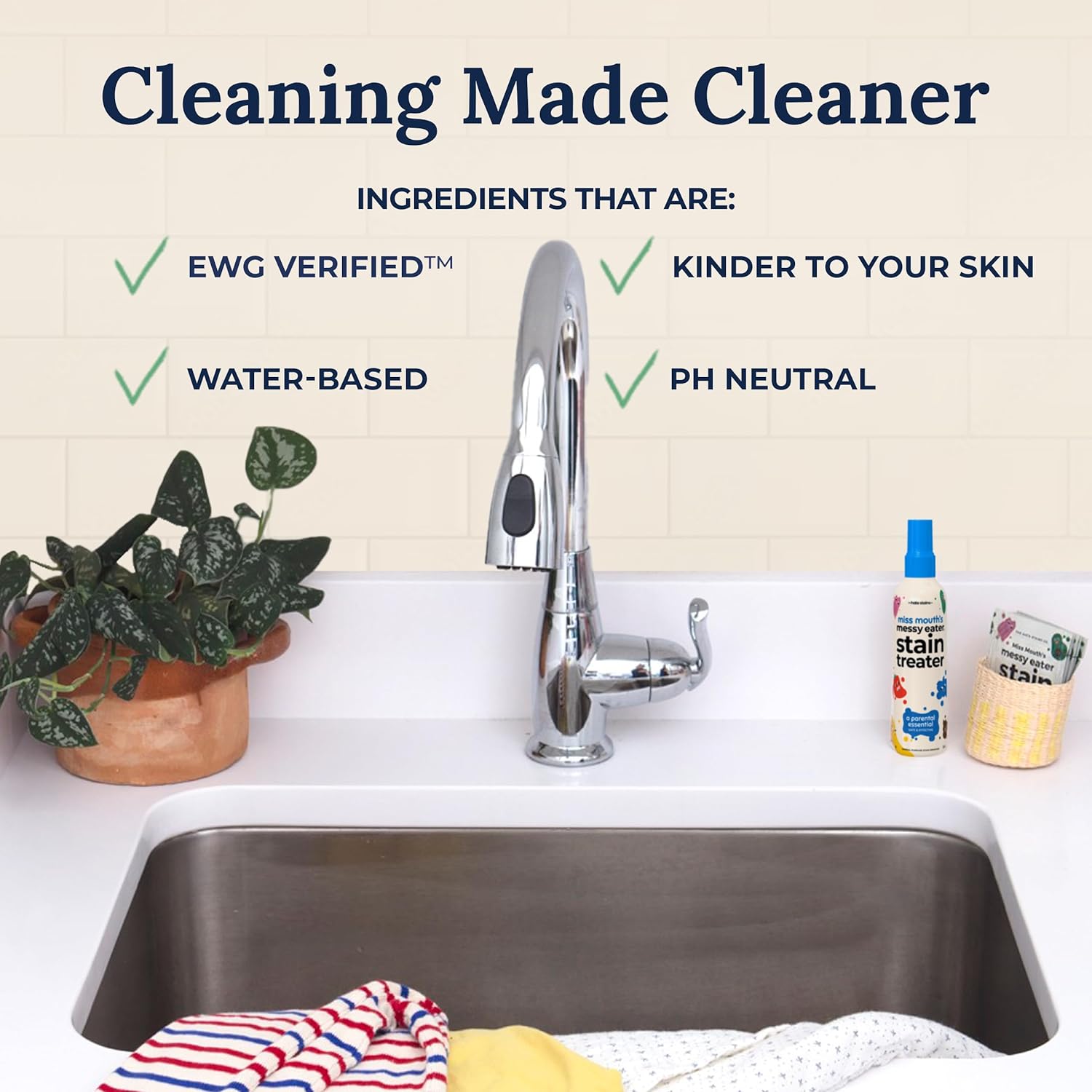 Miss Mouth's Messy Eater Stain Treater Spray - 4oz 2 Pack Stain Remover - Newborn & Baby Essentials - No Dry Cleaning Food, Grease, Coffee Off Laundry, Underwear, Fabric