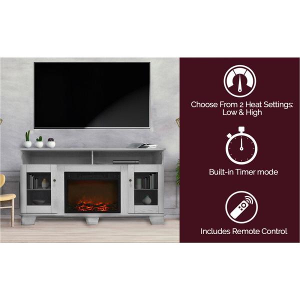 Savona 59 in. Electric Fireplace in White