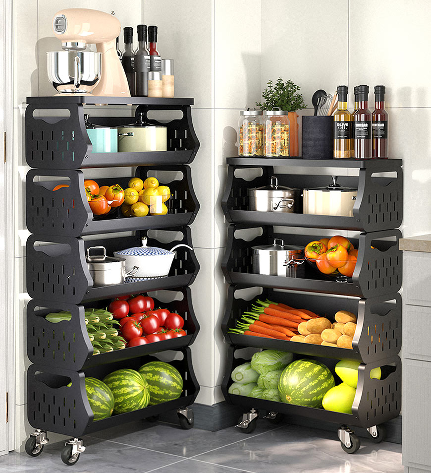 5 Tier Metal Stackable Storage Cart with Wheels