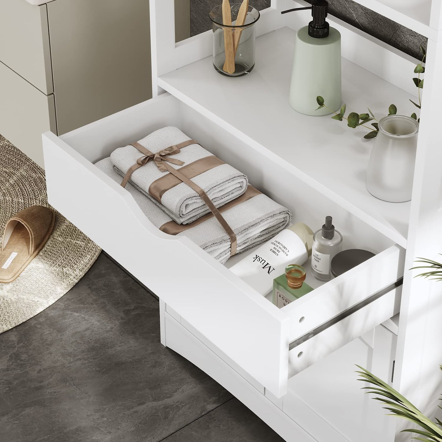 Sideboard Storage Cabinet with 2 Open Shelves