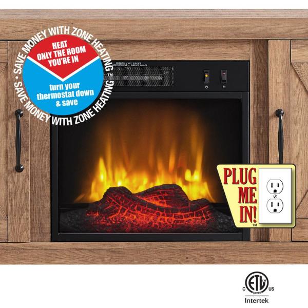 56 in. Media Electric Fireplace with Industrial Accents in Rustic Barn Wood