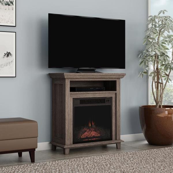 27 in. Freestanding Electric Fireplace TV Stand in Gray