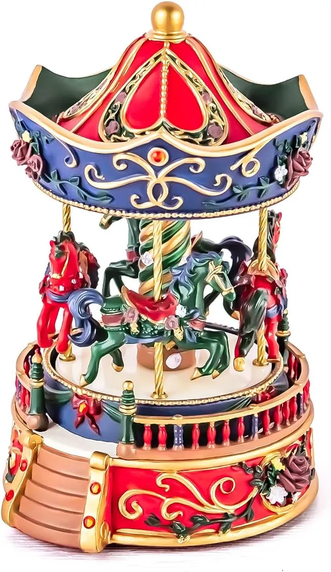 Mr.Winder Carousel Horse Music Box for Girls, Vintage Musical Box for Women Kids Wife Mom Daughter Birthday Anniversary Valentine Play Castle in The Sky