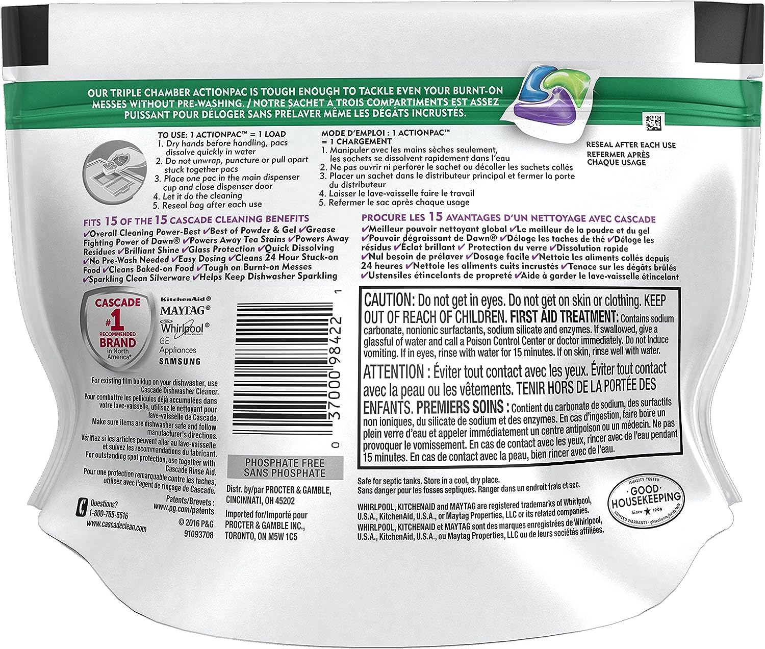 Cascade Platinum Dishwasher Pods, Dishwasher Detergent, Dishwasher Pod, Dishwasher Soap Pod, Actionpacs Dish Washing Pod, Lemon, 62 Count Dishwasher Detergent Pods