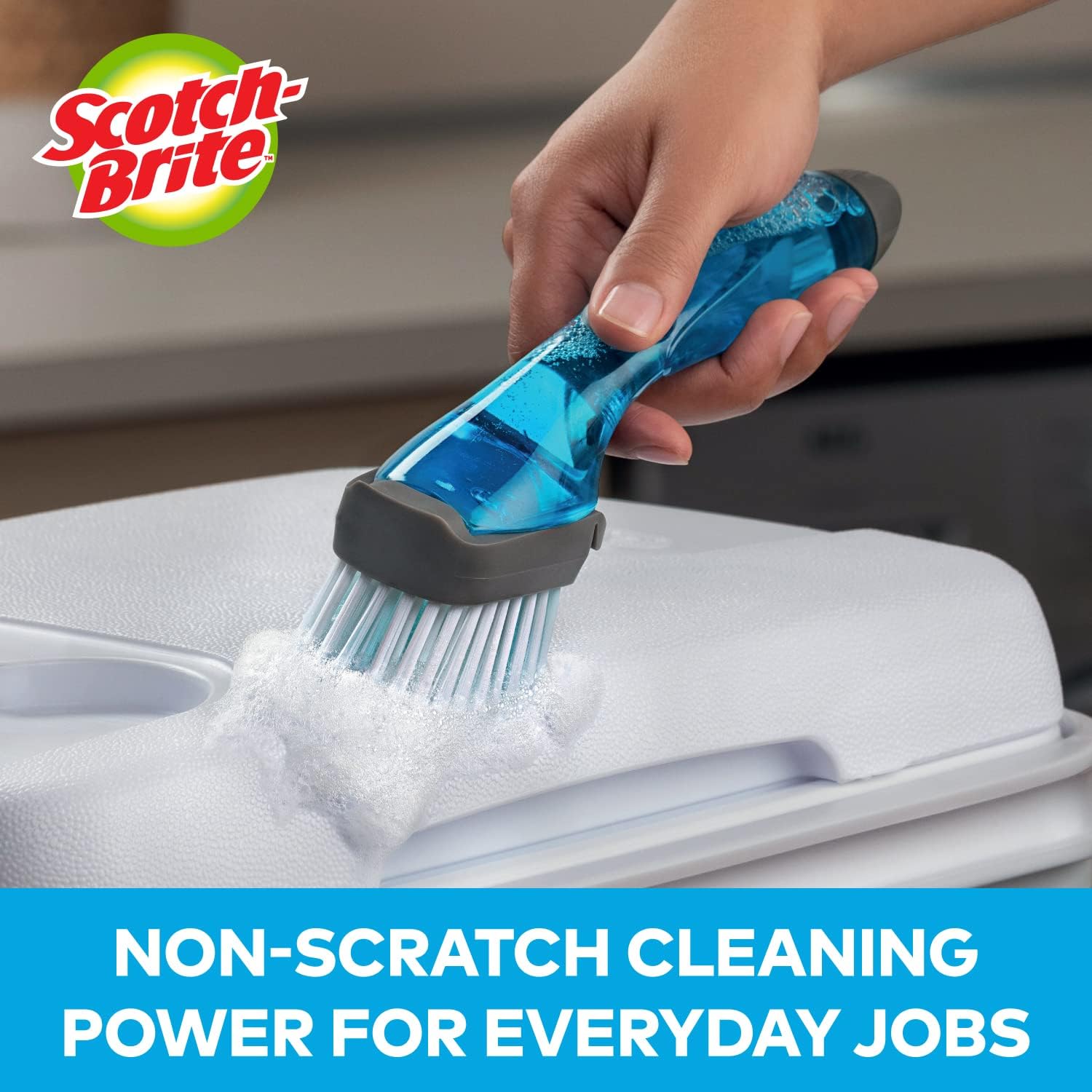 Scotch-Brite Kitchen Brush Kit - Glass and Water Bottle Brush & Advanced Soap Control Dishwand Brush - Scrub Brushes for Cleaning Kitchen and Washing Dishes