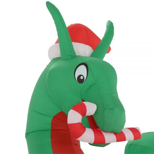 Christmas-9 ft animated inflatable kaleidoscope dragon with santa hat