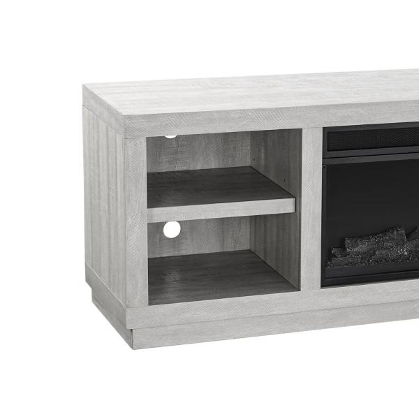 70 in. Saw Cut Off White Fireplace TV Stand for TV Up to 75 in.